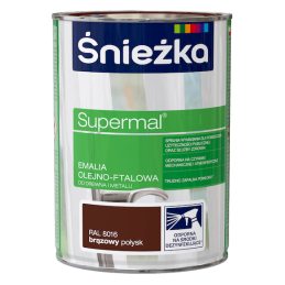 Emalia olejno-ftalowa Supermal 0,8L brąz RAL 8016 połysk