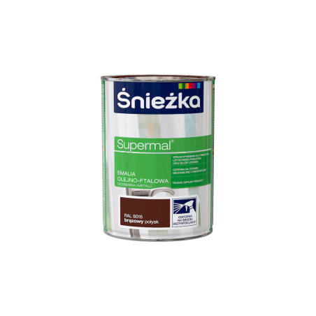 Emalia olejno-ftalowa Supermal 0,8L brąz RAL 8016 połysk
