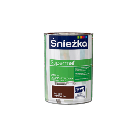Emalia olejno-ftalowa Supermal 0,8L brąz RAL 8016 mat