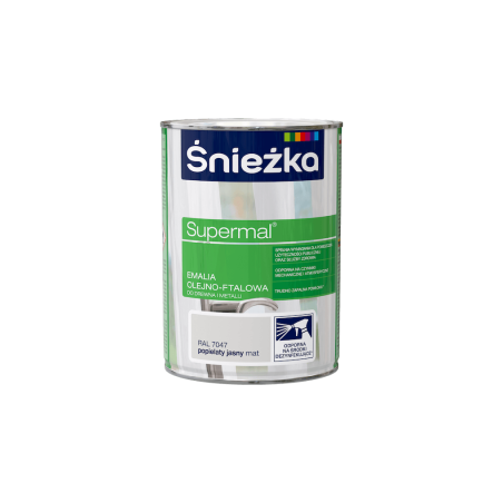 Emalia olejno-ftalowa Supermal 0,8L popielaty jasny RAL 7047 mat