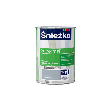 Emalia olejno-ftalowa Supermal 0,8L stalowy Mat RAL 7001